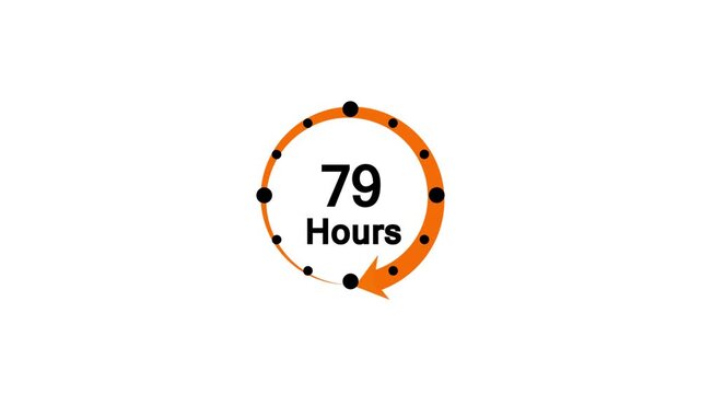 Clock 79 hours icon, isolated on white background with alpha channel ,79 hours service symbol. Delivery service, online deal remaining time website symbols. 4k animation 