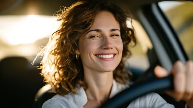 202Calm driver practicing mindfulness breathing techniques inside parked car before long road trip, promoting mental clarity, focus, and emotional balance for safe and stress free dri