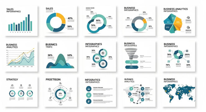 Collection of business charts and graphs for data analysis.