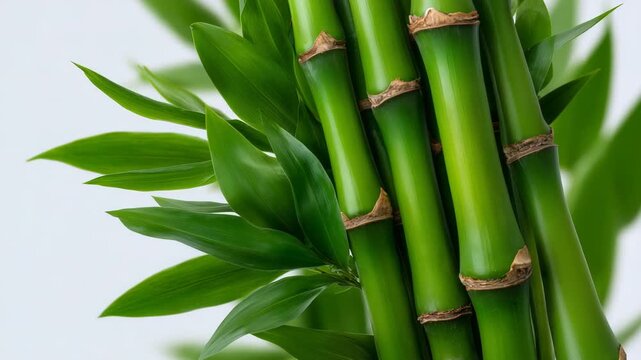 244Minimalist close up of vibrant green bamboo stems on a clean off white background, ideal for spa branding, mindfulness concepts and modern natural lifestyle design, symmetrical ver
