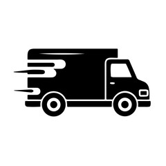 Delivery Truck Icon vector Black silhouette icon vector