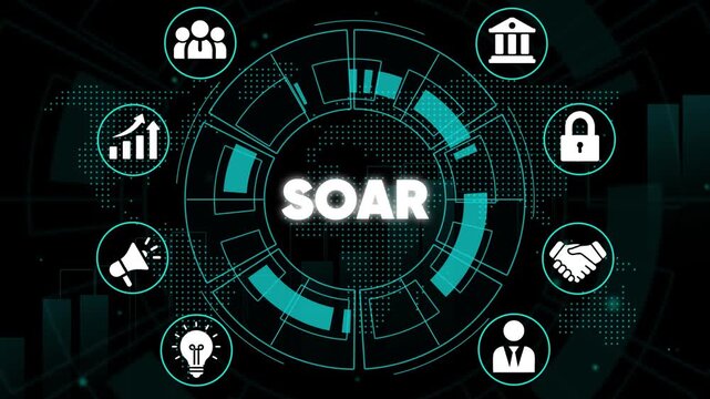 Business Growth Concept with S O A R Word Mark and Representing Finance, Security, Teamwork, and Success