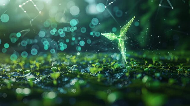 abstract Futuristic green energy background highlighting sustainable innovation and development