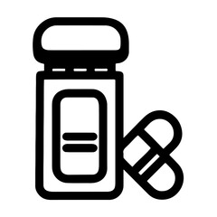 Pill Bottle Icon vector, Black silhouette icon vector
