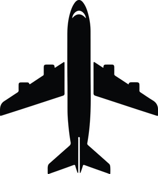 silhouette commercial airliner flying top view vector design