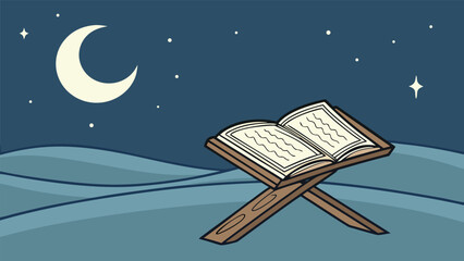 Fototapeta premium Open Quran Under a Starry Sky.