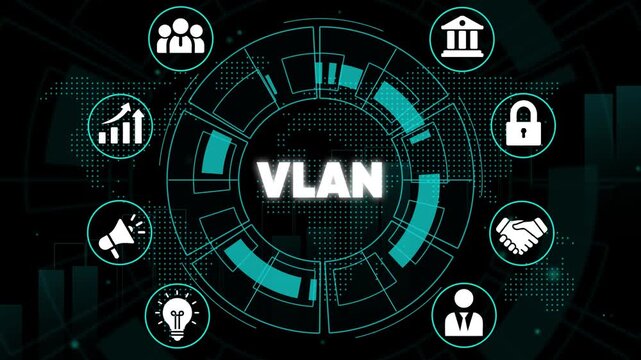 Virtual Local Area Network Concept with and Symbols vlan computer network cybersecurity