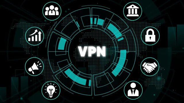 Virtual Private Network Concept with Representing Security, Communication, and Data Protection cybersecurity