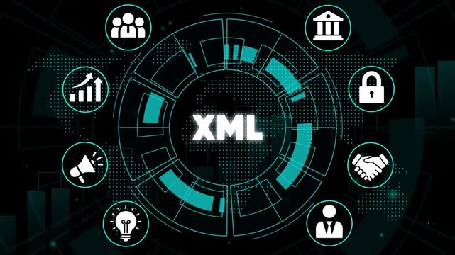 X M L Technology Infographic Business Finance Data Exchange Network Concept