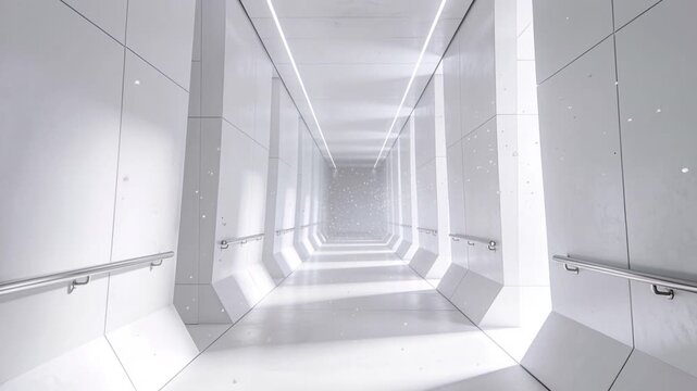 White Minimalist Architectural Corridor with Geometric Perspective and Infinite Depth