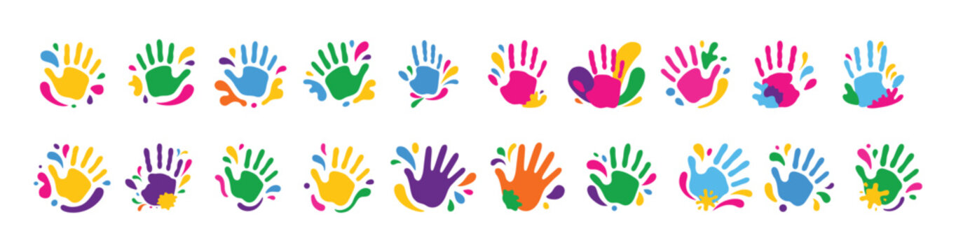 Colorful Holi Handprint Border Collection For Festive Design