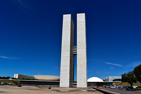 BRASILIA, FEDERAL DISTRICT, BRAZIL - January 16, 2026: National Congress of Brazil, headquarters of the Chamber of Deputies and the Federal Senate