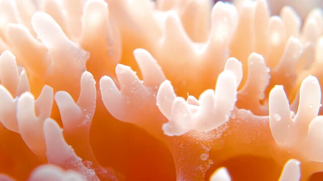 Soft Coral Polyps with Translucent Tentacles in Underwater Marine Environment Showing Detailed Ocean Reef Texture