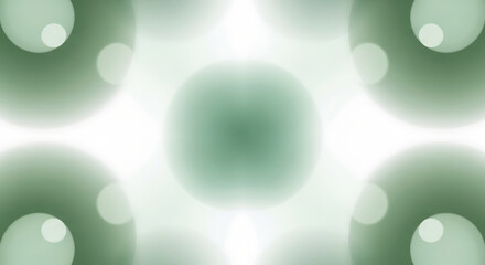 Soft focus green bokeh circles pattern on a white background creating a calming atmosphere with blurred lights