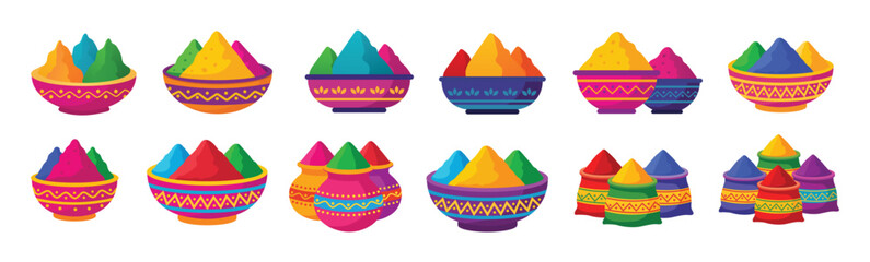 Colorful Gulal Bowl Collection For Holi Festival Designs