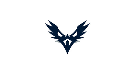 Obraz premium Powerful stylized dark blue bird head graphic, abstract eagle or fierce Phoenix mascot symbol for gaming, esports, and branding.