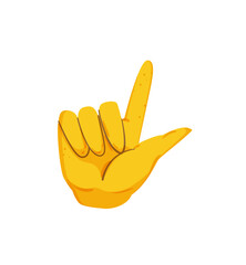 Vector illustration of a yellow hand pointing upwards.