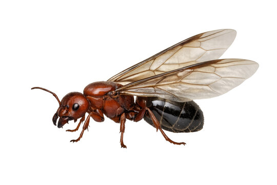 Winged ant queen alate on transparent background