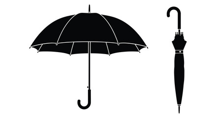 Black umbrella design with two views depicted in a striking silhouette © MdAbulBasher