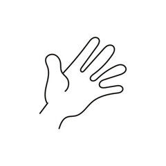 Obraz premium Open Palm Hand Gesture Outline Vector Illustration Simple Black and White Minimalist Design Communicating Welcome or Stop Symbol Concept Art