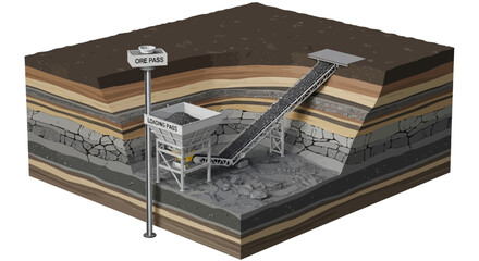 Heavy Machinery Crushing Stone into a Pile.