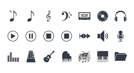 Collection of Music and Audio Icons and Symbols. © muh_muh
