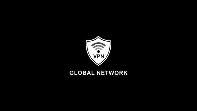 V P N global network shield with Wi- Fi symbol secure online connection virtual private network wi-fi