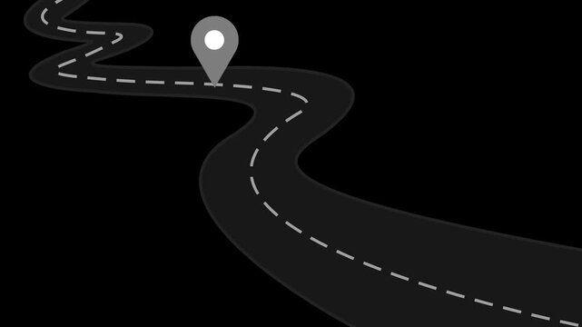 Winding road with location pin Animation, Winding road with a location pin