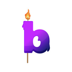 Vector illustration of a candle in the shape of the letter B with a flame. © Marina