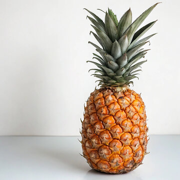 Isolated Whole Ripe Pineapple on White Background.