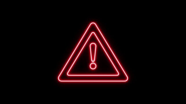 Alert warning sign Exclamation symbol, danger signal icon on black background 4k video