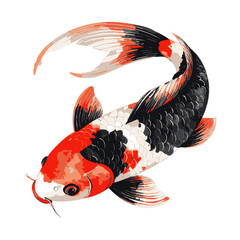 Fototapeta premium Modern Koi Fish Circular Vector Illustration with Ink Effect