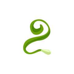 Obraz premium Vector illustration of a light green curved number 2.