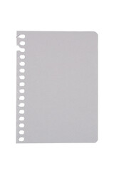 Hoja de libreta en blanco de apertura horizonatal, aislada sobre fondo blanca