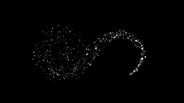 Twinkle glitter star sparkle, luxury glitter sparkling star trail animation, magic sparkles glitter line stars, fairy dust wand glitter stars trail transition on black screen background. 4k video