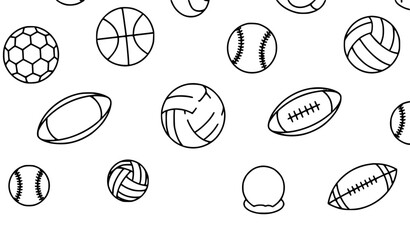 Fototapeta premium A minimalist vector graphic illustration of various sports balls on a white background