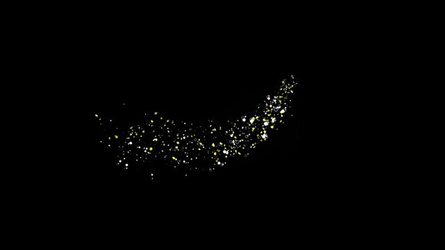 2d glitter stars line animation, magic glitter sparkle trail, luxury glitter sparkling star trail animation, golden twinkling particles, fairy dust wand glitter stars trail transition on black screen.