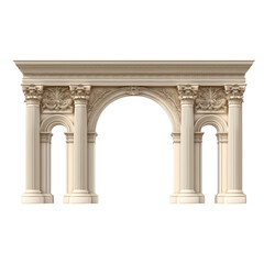 Obraz premium Ornate classical stone archway with Corinthian columns isolated on a transparent background