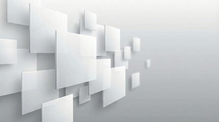 Obraz premium Abstract background of floating white squares and geometric shapes in a modern 3d design concept
