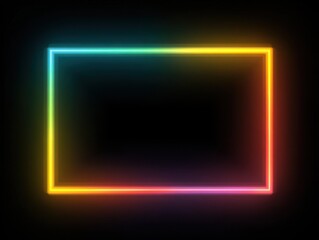 neon frame rectangle isolated on a black background