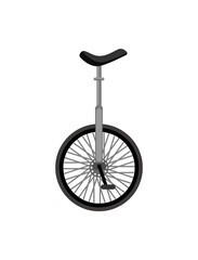 Vector illustration of a classic unicycle with a black tire on a white background. © Marina