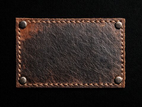 leather patch piece isolated on a black background