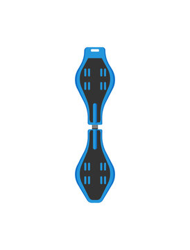Vector illustration of a blue waveboard with two platforms on a white background.