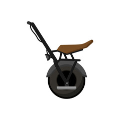 Vector illustration of an electric unicycle with a seat and handlebar on a white background. © Marina