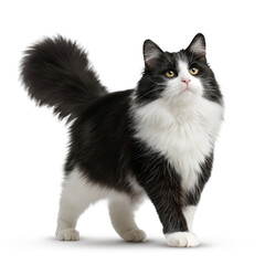 Obraz premium Black and white cat isolated