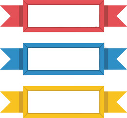 Fototapeta premium Blank banners in red, blue, and yellow ribbon style with empty space for text in modern colorful design for promotional materials