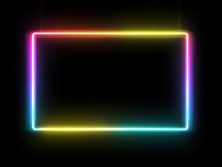 neon frame rectangle isolated on a black background