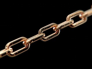 Fototapeta premium minimal chain segment isolated on a black background