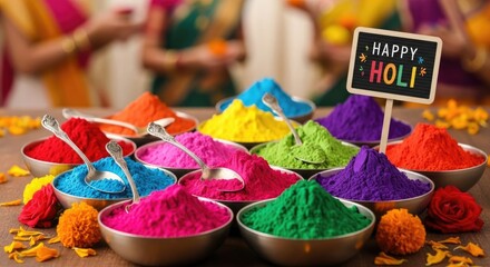 Fototapeta premium Vibrant holi celebrations a colorful happy holi day festival of colors