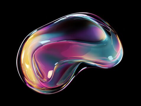 glossy abstract droplet isolated on a black background